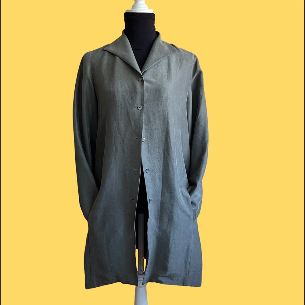 Eileen Fisher Button Up Silk Long Sleeve Jacket